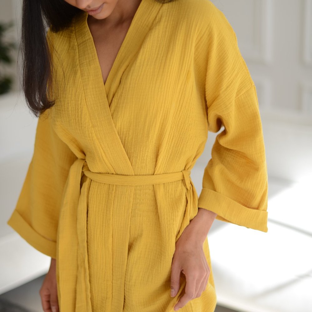 Muslin Cotton Women Summer Kimono Robe Beach Cover